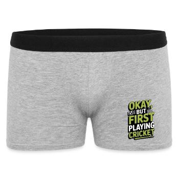 Lustiges Kricket Spruch Vintage Cricket Spiel - Männer Boxer Shorts - Grau meliert - Vorne