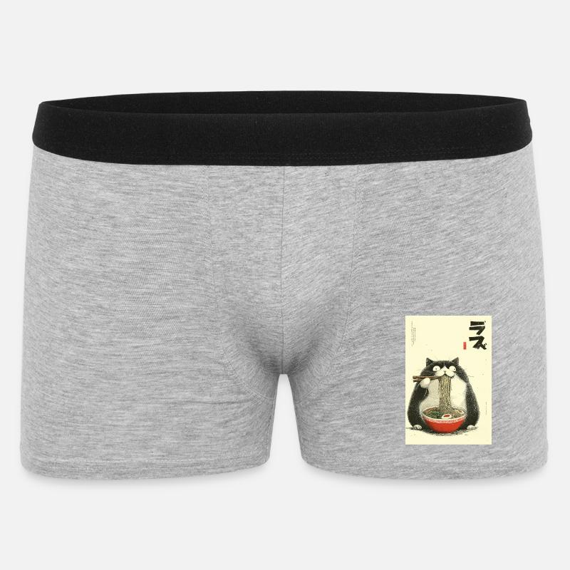 Nudelnde Katzen-Ramen - Männer Boxer Shorts - Grau meliert