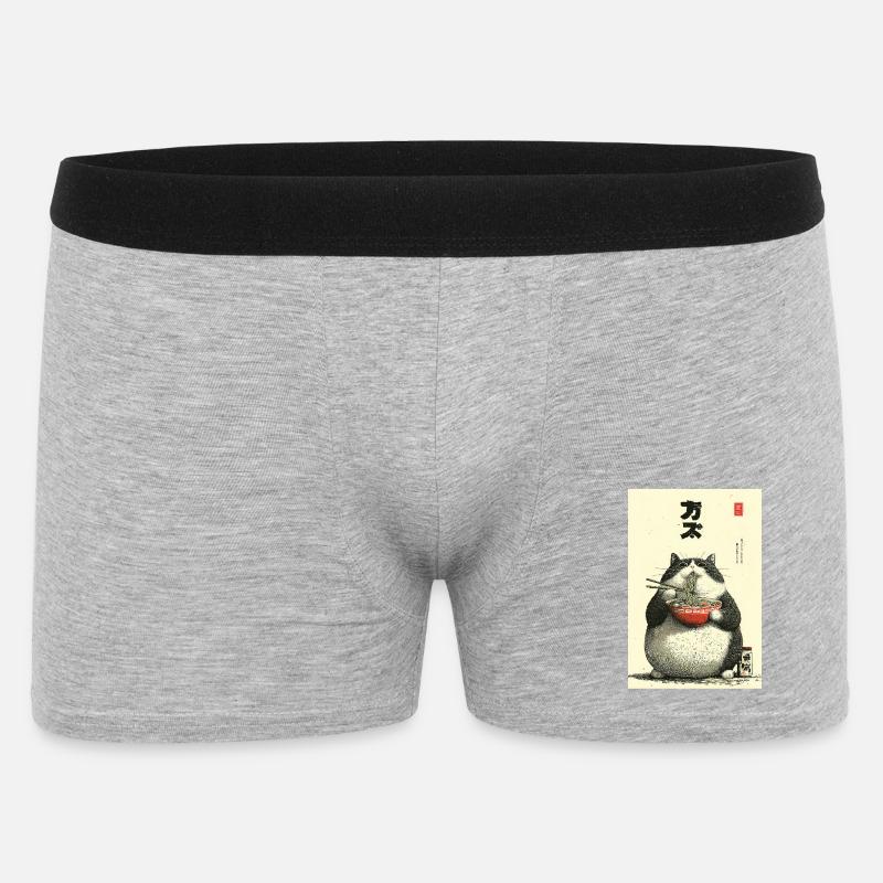 Chonky Cat Ramen Ukiyo-e - Männer Boxer Shorts - Grau meliert
