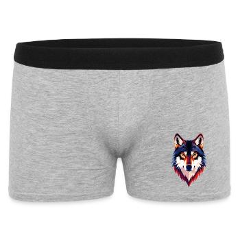 Farbiger Wolfkopf Wolfsblick Wolf Kopf Motiv - Männer Boxer Shorts - Grau meliert - Vorne