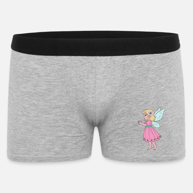 Süße Fee im rosa Kleid - Männer Boxer Shorts - Grau meliert