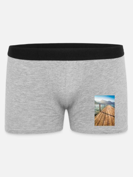 Jetée en bois au lac de la montagne au soleil - Boxer Homme - gris chiné