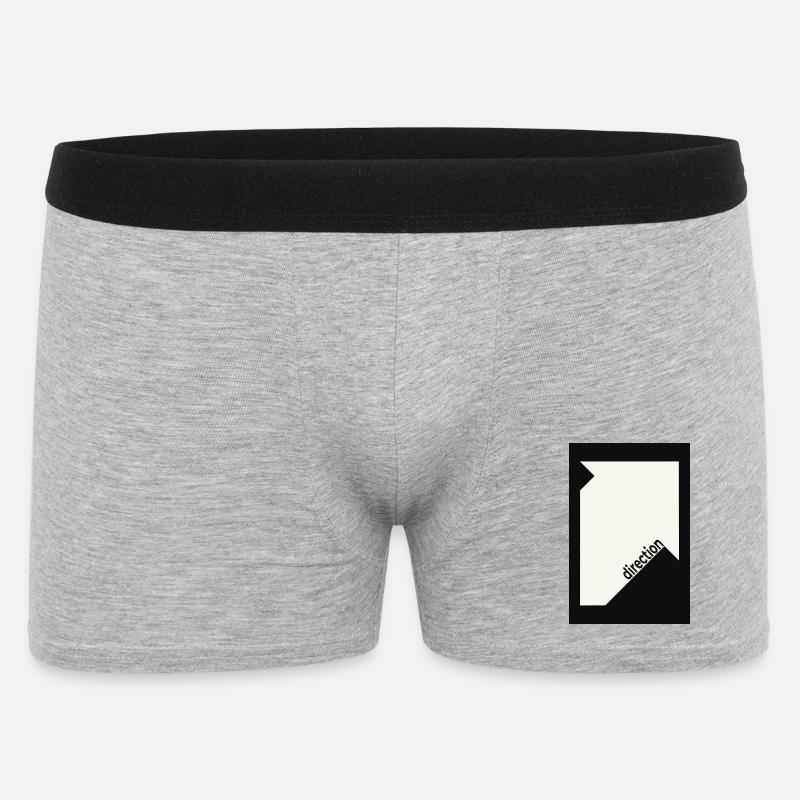 Direction Poster Schwarz – Minimal Statement - Männer Boxer Shorts - Grau meliert