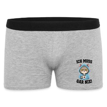 Ich Muss Gar Nix Katzen - Männer Boxer Shorts - Grau meliert - Vorne