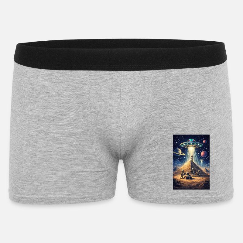 Alien Pyramid UFO - Männer Boxer Shorts - Grau meliert
