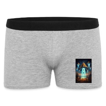 Alien UFO Pyramid Rocket - Men's Boxer Shorts - heather grey - Front