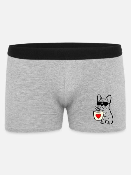 Frenchie Dog Coffee Outline - Men's Boxer Shorts - heather grey