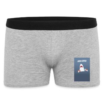 I Need Coffee Funny Shark Design - Men's Boxer Shorts - heather grey - Front