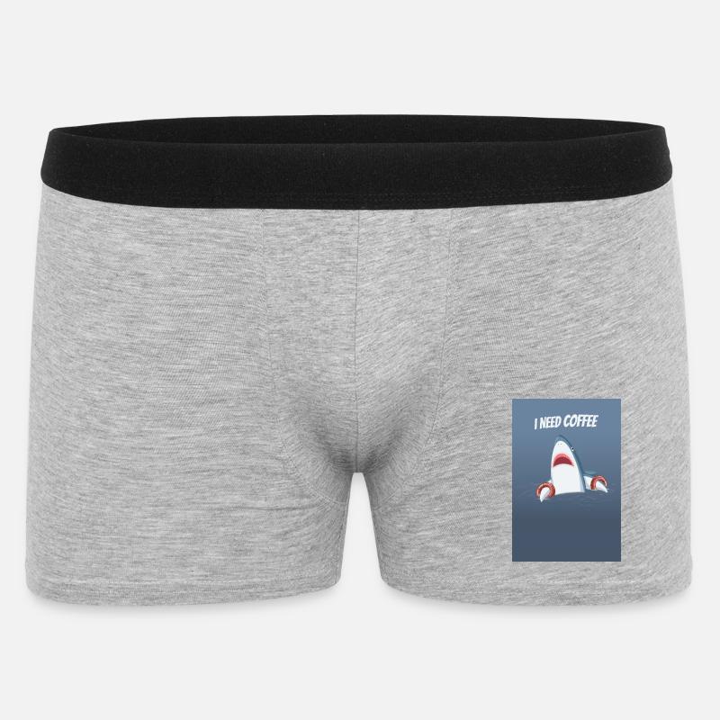 Jeg har brug for kaffe sjovt hajdesign - Boxer Shorts til mænd - grå meleret