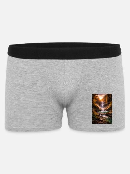 Waterfall in the evening sun - Men's Boxer Shorts - heather grey