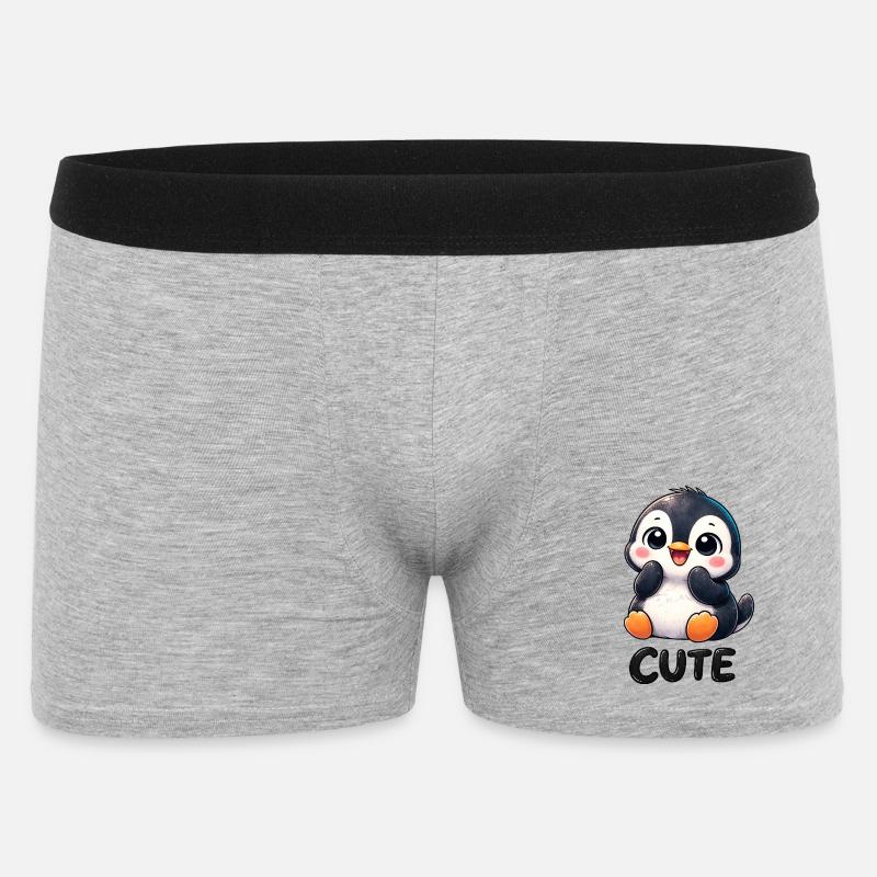 Pingouin chibi mignon timide timide mignon - Boxer Homme - gris chiné