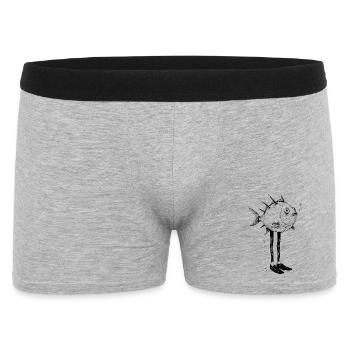 Lustiger Fisch mit Beinen Cartoon Motiv - Männer Boxer Shorts - Grau meliert - Vorne
