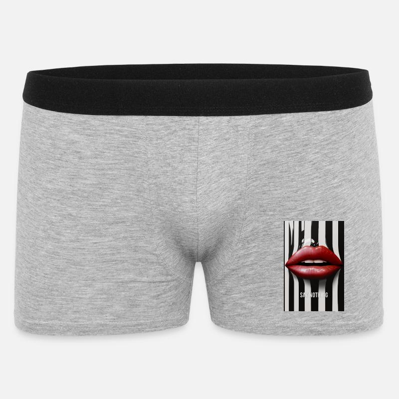 Say Nothing Lips Statement Design - Boxer Shorts til mænd - grå meleret