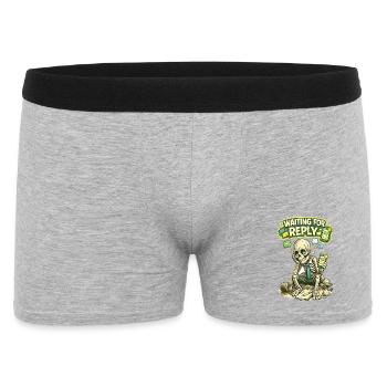Waiting for Reply Funny Skeleton Phone Shirt - Men's Boxer Shorts - heather grey - Front