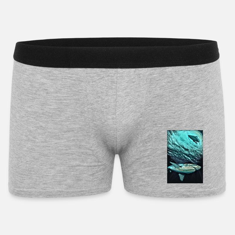 Turquoise Underwater Shark Dynamics - Men's Boxer Shorts - heather grey