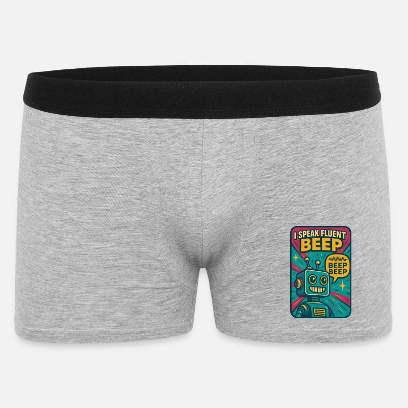 Fließend Beep | Roboter Sci-Fi Nerd - Männer Boxer Shorts - Grau meliert