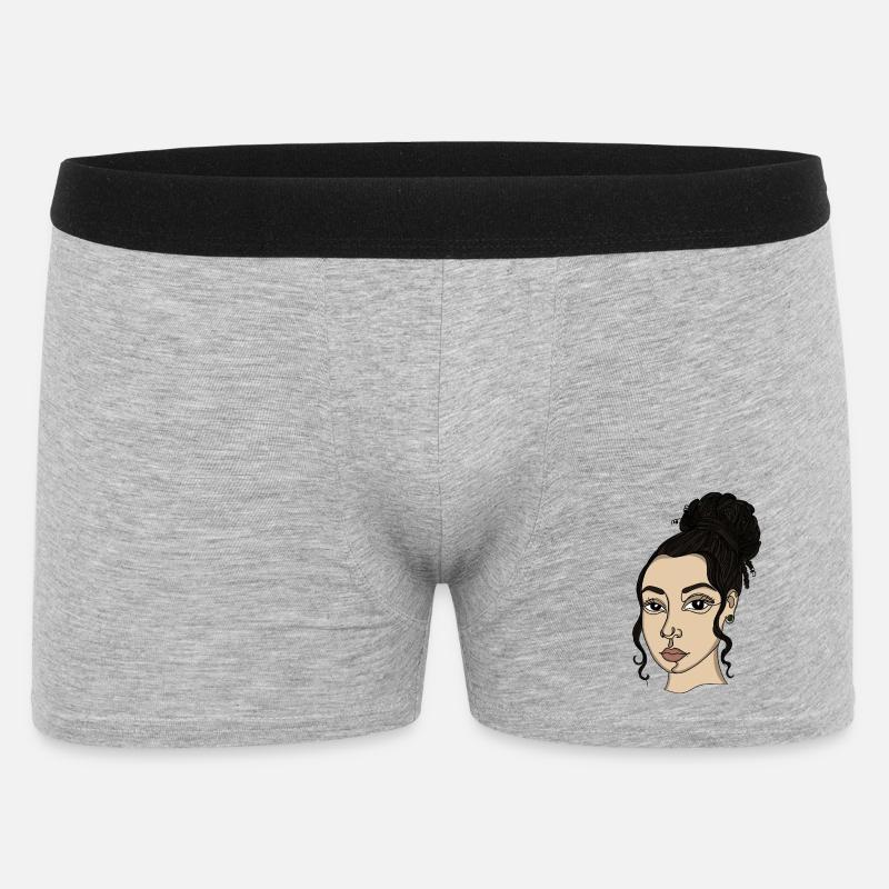 Porträtstil Bun Nasepiercing - Männer Boxer Shorts - Grau meliert