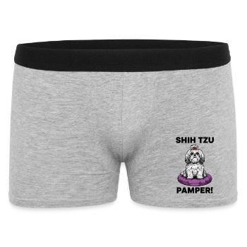 Dog Shih Tzu Pamper Luxuskissen - Männer Boxer Shorts - Grau meliert - Vorne