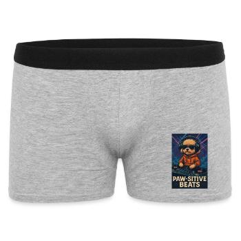 DJ Maltipoo – Paw-sitive Beats im Nachtclub - Männer Boxer Shorts - Grau meliert - Vorne
