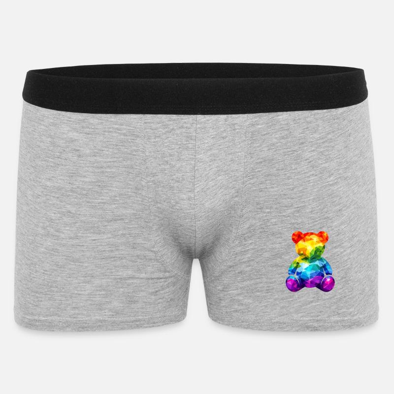 Rainbow teddy bear in geometric pattern - Men's Boxer Shorts - heather grey