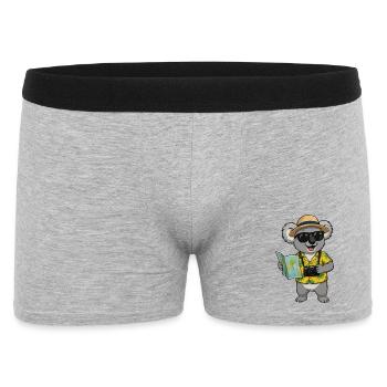 Koala Reisefotograf mit Kamera - Männer Boxer Shorts - Grau meliert - Vorne