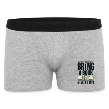 The Silent Book Club Bring a Book, Mingle Later - Männer Boxer Shorts - Grau meliert - Vorne