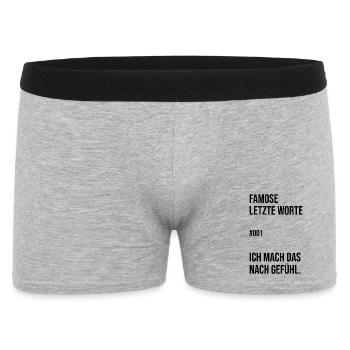 Ich mach das nach Gefühl. #001 - Männer Boxer Shorts - Grau meliert - Vorne