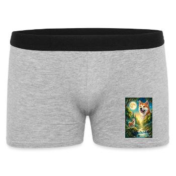 Howling to the Moon Meme Animal Dog Akita Inu - Men's Boxer Shorts - heather grey - Front