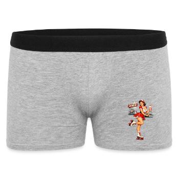 Retro Pin-Up Girl im 50s Diner mit Milchshake - Männer Boxer Shorts - Grau meliert - Vorne