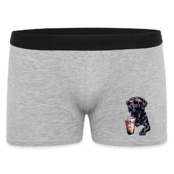 Coffee Dog with Pink Sunglasses - Men's Boxer Shorts - heather grey - Front