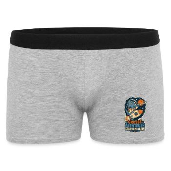 Dino Astronaut – Große Abenteuer starten klein - Männer Boxer Shorts - Grau meliert - Vorne