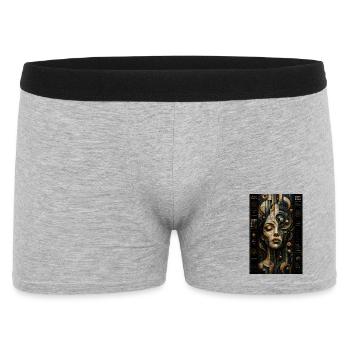 Visage géométrique en mosaïque steampunk - Boxer Homme - gris chiné - Devant