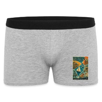 Bremen Reiseposter Hafen & Landmarken - Männer Boxer Shorts - Grau meliert - Vorne