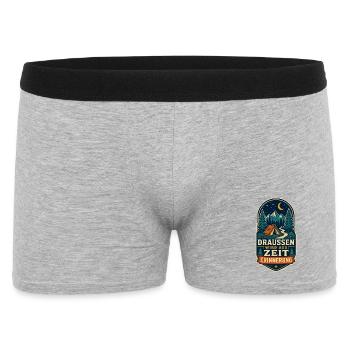 Draußen wird aus Zeit Erinnerung – Camping - Männer Boxer Shorts - Grau meliert - Vorne