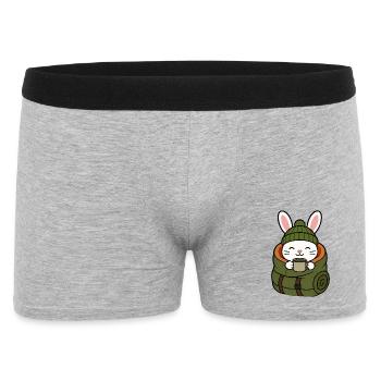 Hiking Bunny in Winter with Coffee - Men's Boxer Shorts - heather grey - Front