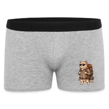 Wanderkatze – Outdoor-Abenteuer - Männer Boxer Shorts - Grau meliert - Vorne