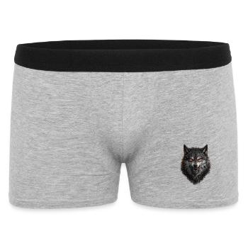 Roter Blick Wolfkopf - Männer Boxer Shorts - Grau meliert - Vorne