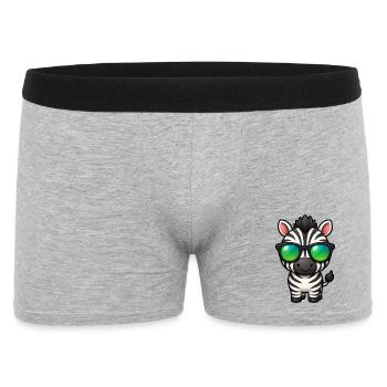 Süßes Zebra Cartoon Kawaii mit Sonnenbrille - Männer Boxer Shorts - Grau meliert - Vorne