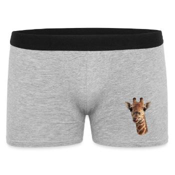 Giraffenkopf mit Zunge - Nahaufnahme - Männer Boxer Shorts - Grau meliert - Vorne