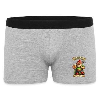 Garten-Gnom mit Bier und Spaten - Männer Boxer Shorts - Grau meliert - Vorne
