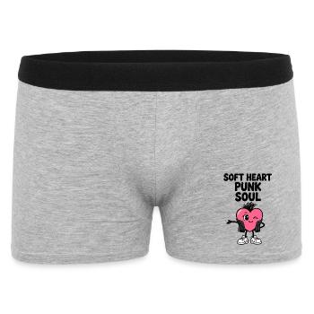 Weiches Herz mit Punkseele - Männer Boxer Shorts - Grau meliert - Vorne