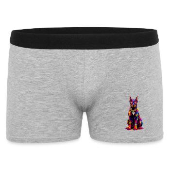 Bunter Neonhund mit Diamant - Männer Boxer Shorts - Grau meliert - Vorne