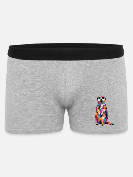 Buntes Erdmännchen mit Farbklecksen - Männer Boxer Shorts - Grau meliert