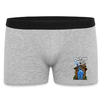 Dich soll doch... der Blitz beim Scheissen treffen - Männer Boxer Shorts - Grau meliert - Vorne