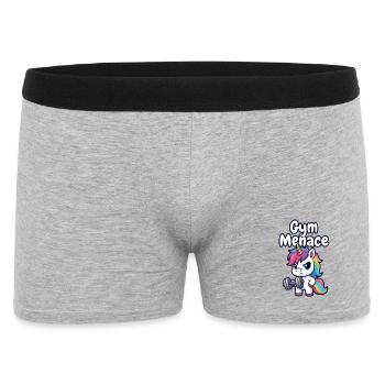 Gym Menace Unicorn Lifter - Männer Boxer Shorts - Grau meliert - Vorne