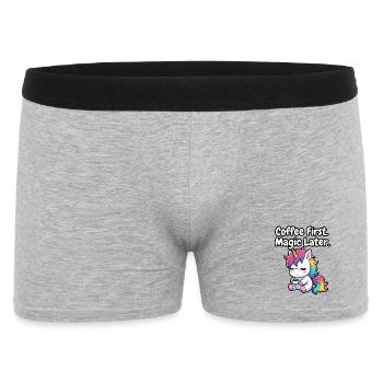 Coffee First, Magic Later Unicorn - Men's Boxer Shorts - heather grey - Front