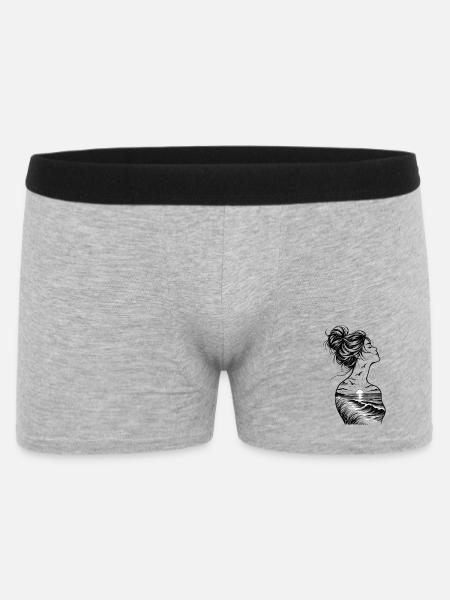 Meermensch - In mir ist Meer! - Männer Boxer Shorts - Grau meliert