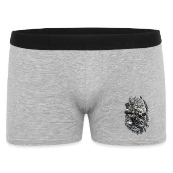 Wikinger Bogenschützin mit Wolf – Noventra - Männer Boxer Shorts - Grau meliert - Vorne