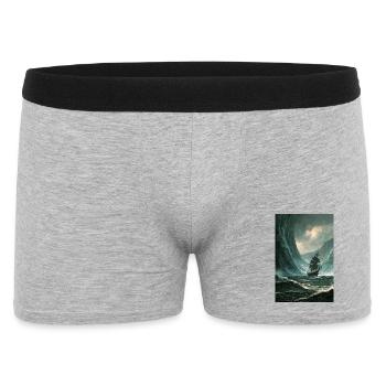 Galleone in der Sturmwelle - Männer Boxer Shorts - Grau meliert - Vorne