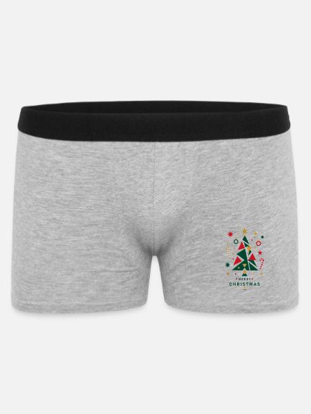Geometrischer Weihnachtsbaum mit Dekoration - Männer Boxer Shorts - Grau meliert